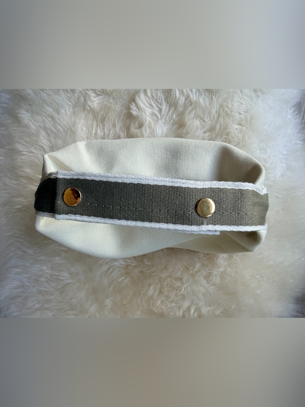 Source Unknown Hermes Cream & Grey Canvas Dual Section Cosmetic Case - Picture 7 of 13